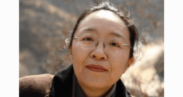A photo of Professor Dai Jinhua. She is facing the camera and is wearing glasses.